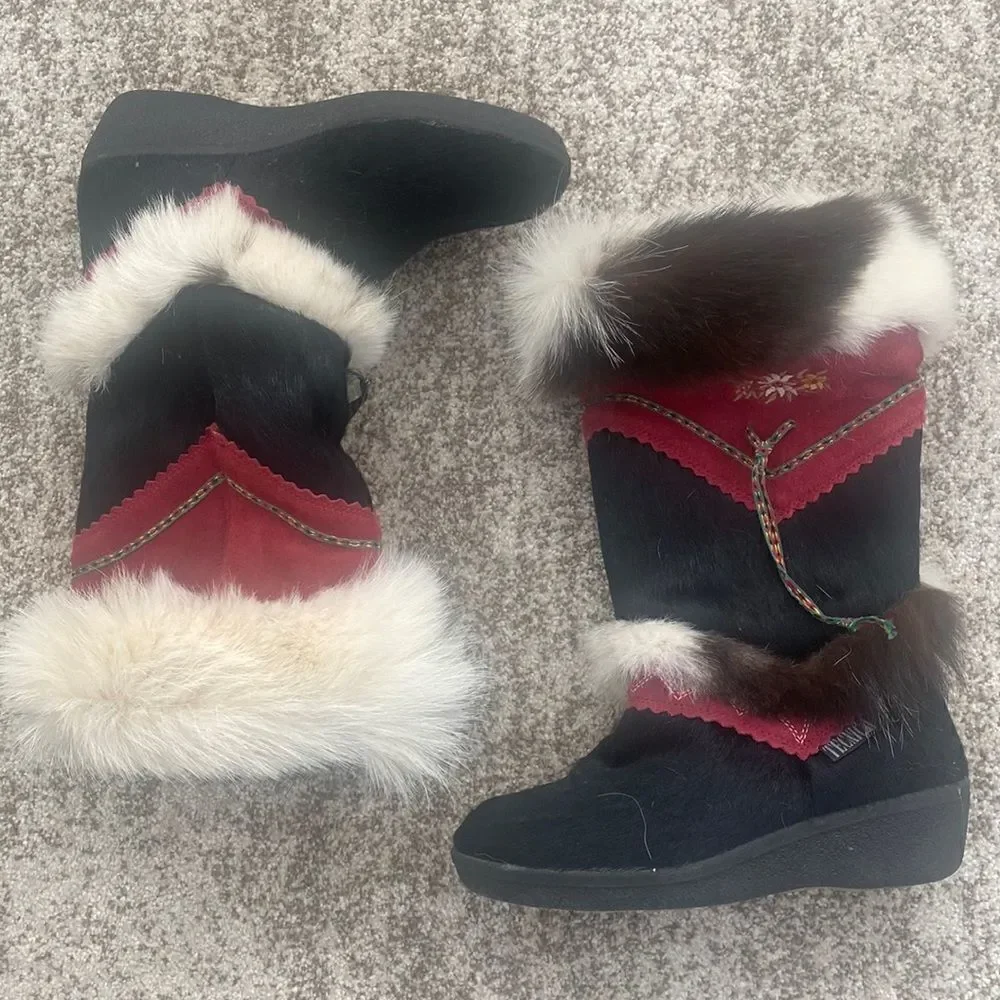TECNICA Fur Fringe Trim Accent Boots 38=6